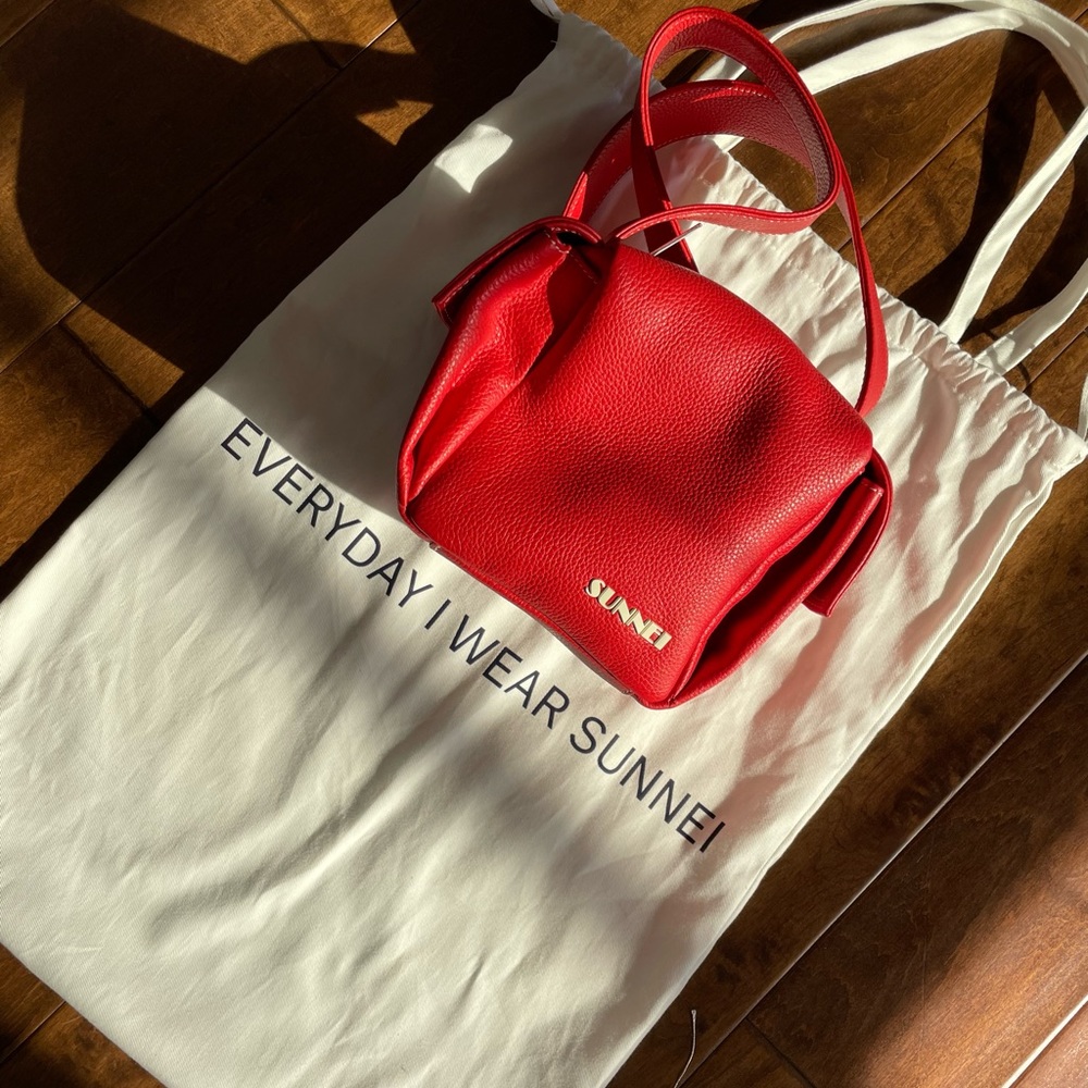 Sunnei Cubetto Leather Shoulder Bag